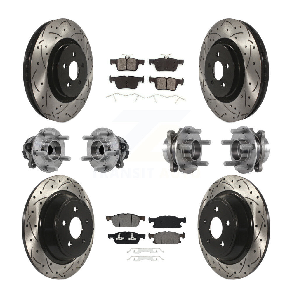 Hub Bearing Coat Brake Rotor Pad Front Rear Kit (10Pc) For Ford Edge Lincoln MKX