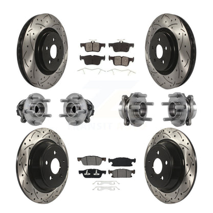 Hub Bearing Coat Brake Rotor Pad Front Rear Kit (10Pc) For Ford Edge Lincoln MKX