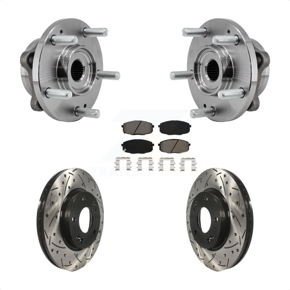 Hub Bearing Assembly Coated Drilled Slot Brake Rotor Pads Front Kit For Kia Soul