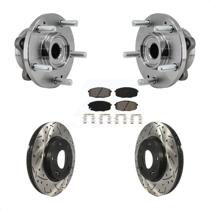Hub Bearing Assembly Coated Drilled Slot Brake Rotor Pads Front Kit For Kia Soul