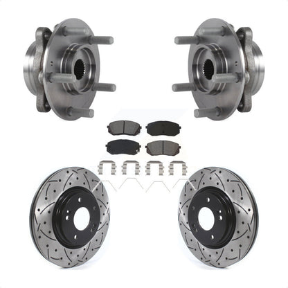 Hub Bearing Drilled Slot Brake Rotor Pad Front Kit For Kia Forte Hyundai Elantra