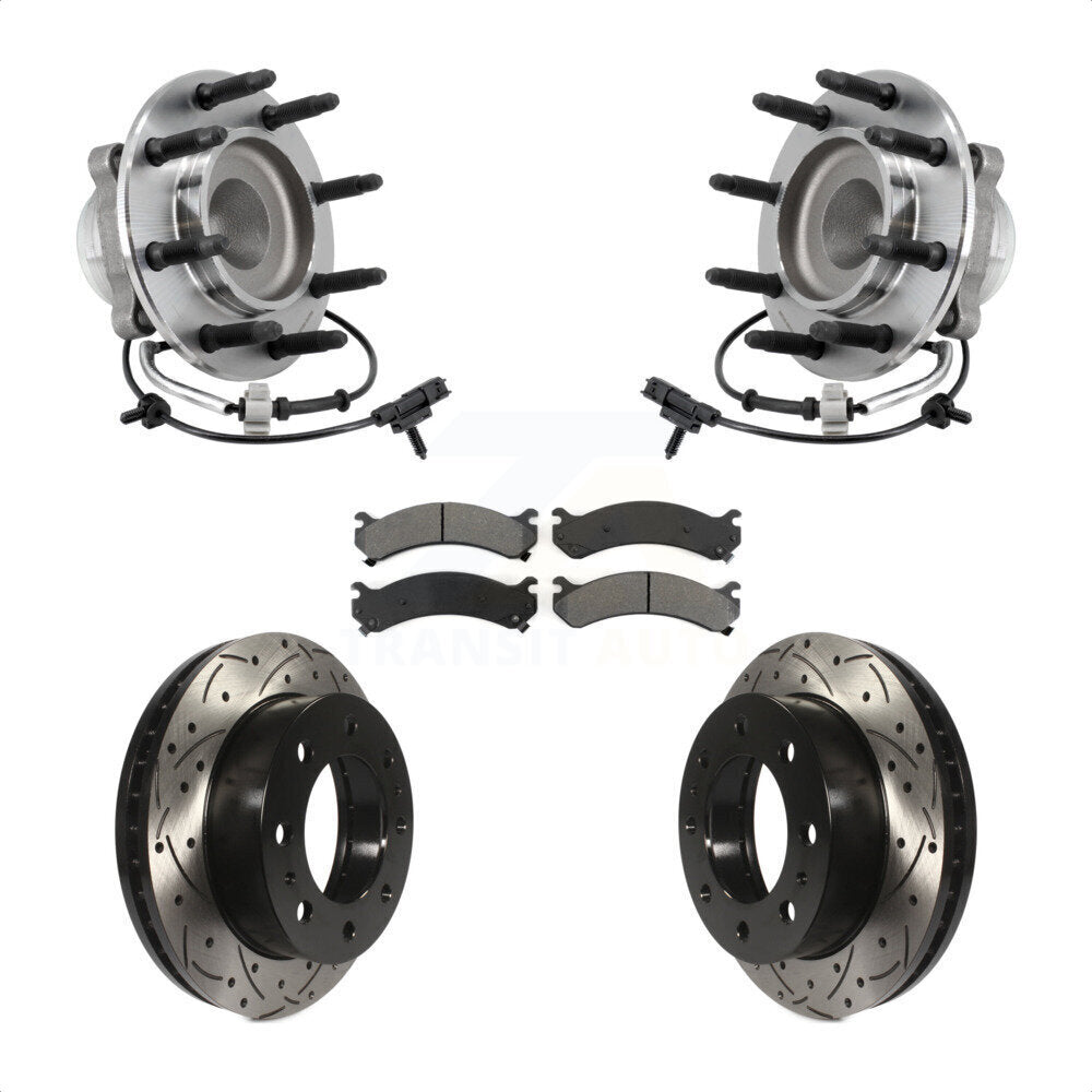 Hub Bearing Drill Slot Brake Rotor Pad Front Kit For 2018 Chevrolet Express 2500