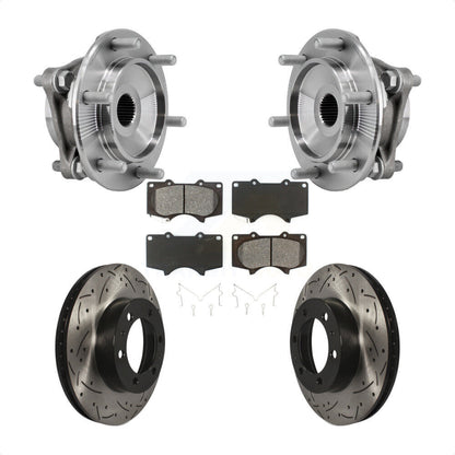 Hub Bearing Drilled Slot Brake Rotor Pads Front Kit For Toyota Tacoma 4Runner FJ