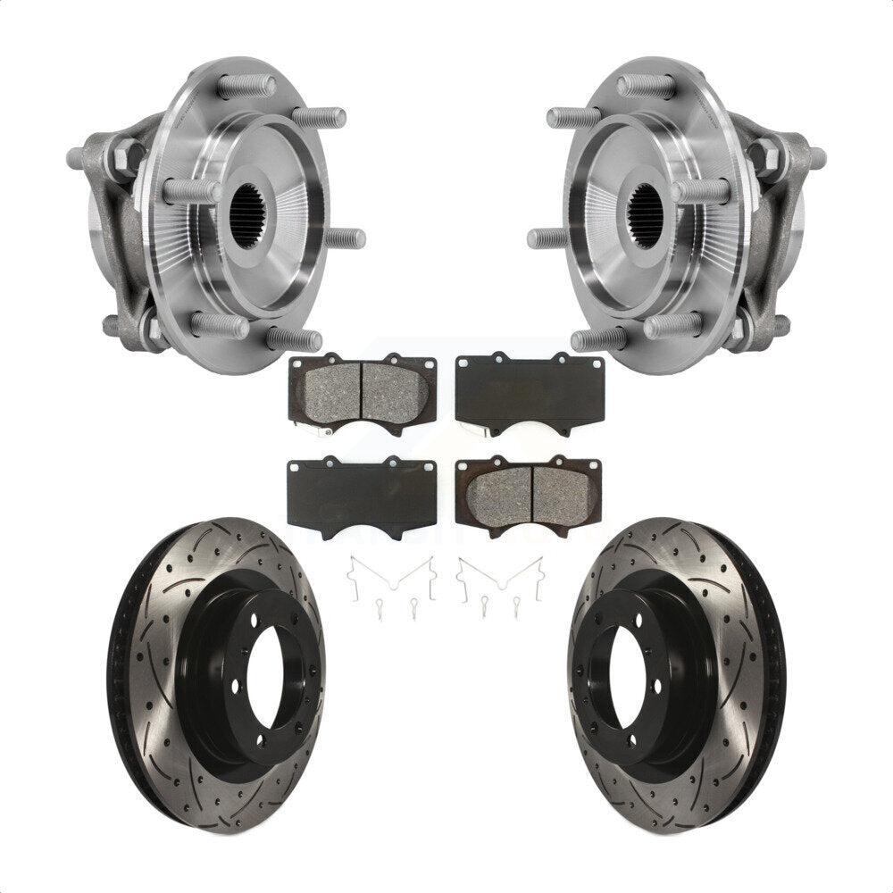 Hub Bearing Drill Slot Brake Rotor Pads Front Kit For Toyota 4Runner Lexus GX460