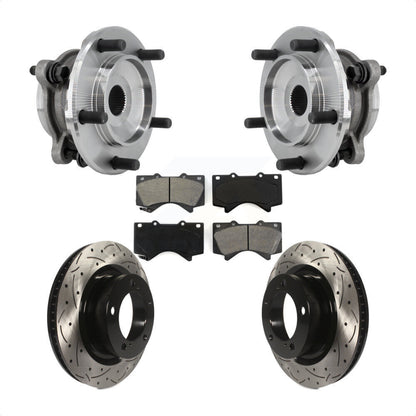 Hub Bearing Drilled Slot Brake Rotor Pad Front Kit For Toyota Tundra Sequoia 4WD