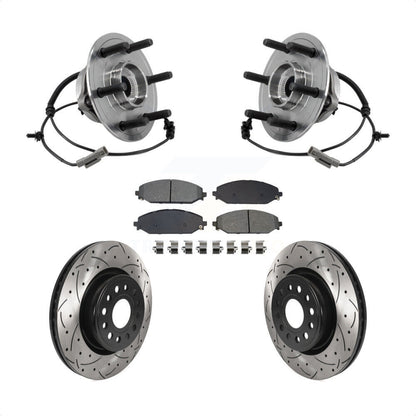 Hub Bearing Assembly Coated Drilled Slot Brake Rotor Pads Front Kit For Ram 1500