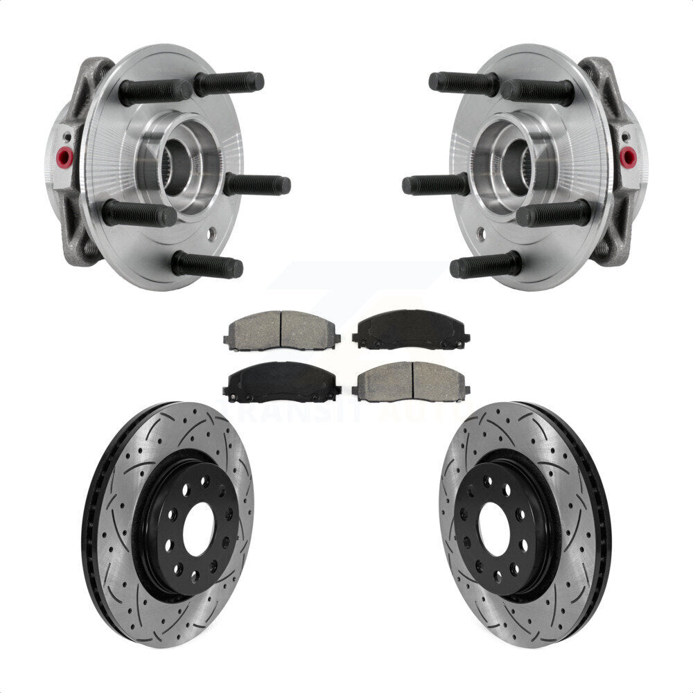 Hub Bearing Drilled Slot Brake Rotor & Pad Front Kit For Jeep Wrangler Gladiator