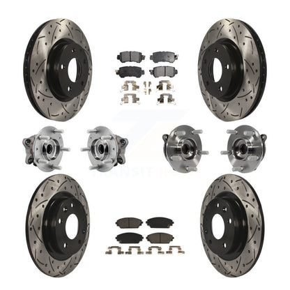 Hub Bearing Coat Brake Rotor Pads Front Rear Kit (10Pc) For 16-18 Mazda CX-3 AWD