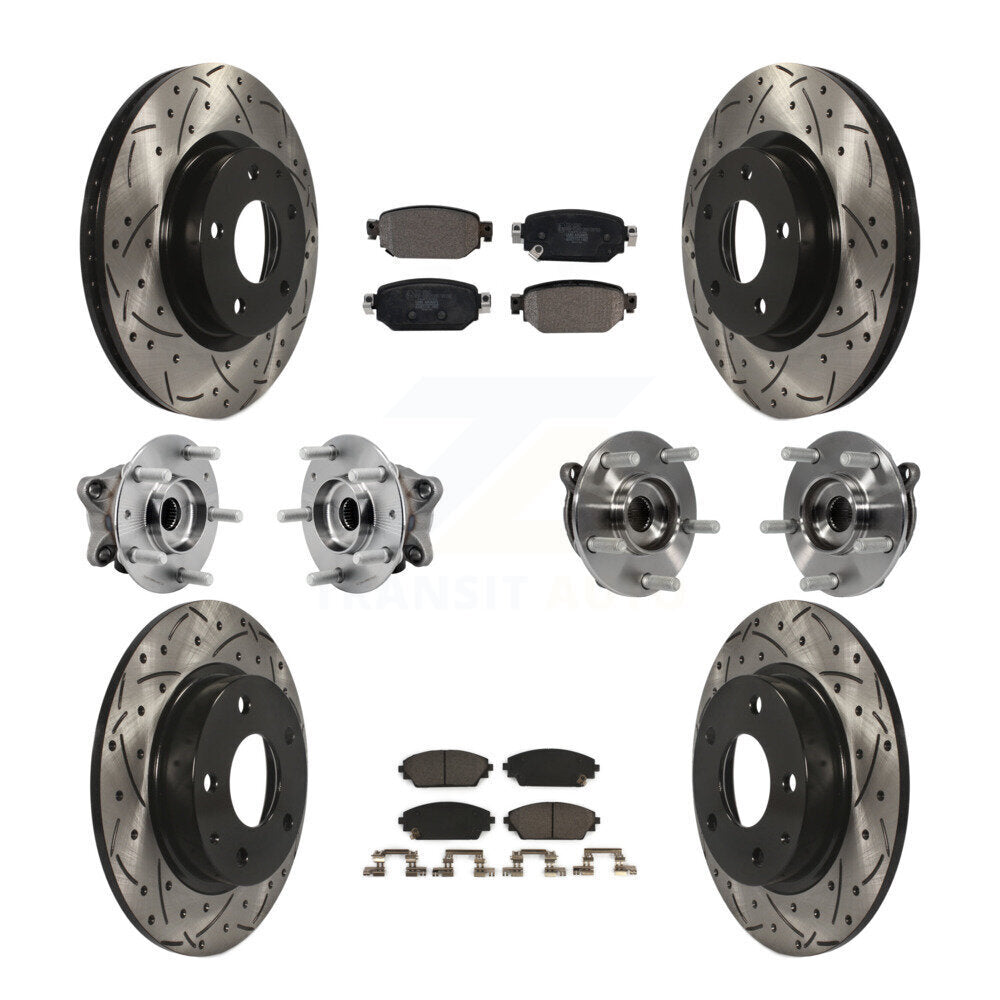 Hub Bearing Coat Brake Rotor Pads Front Rear Kit (10Pc) For 19-21 Mazda CX-3 AWD