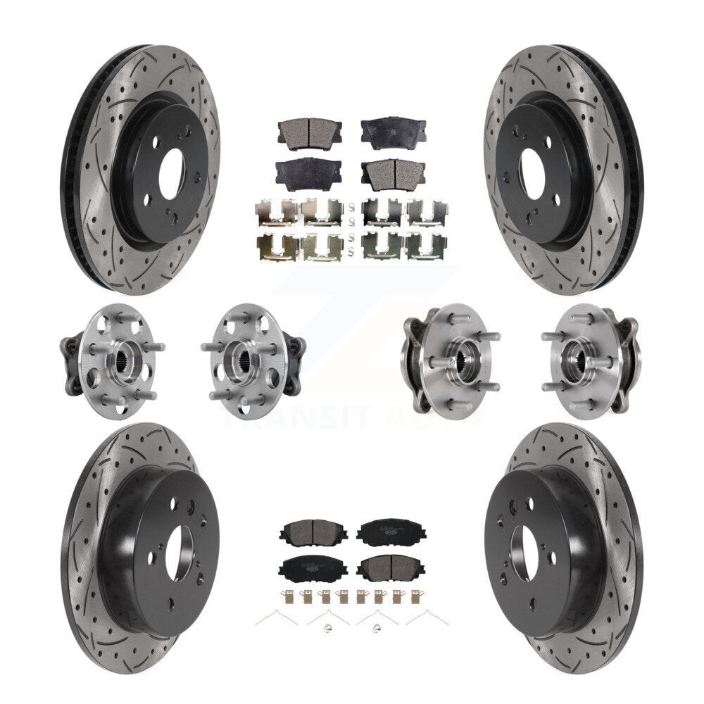 Hub Bearing Coated Disc Brake Rotor & Pad Front Rear Kit (10Pc) For Toyota Camry