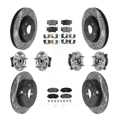 Hub Bearing Coated Disc Brake Rotor & Pad Front Rear Kit (10Pc) For Toyota Camry