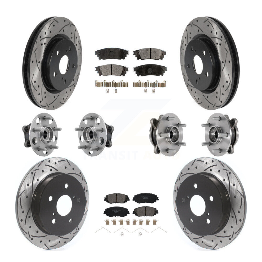 Hub Bearing Coated Brake Rotor Pads Front Rear Kit (10Pc) For Toyota Camry Lexus