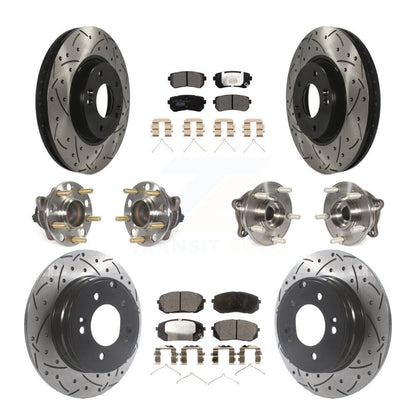 Hub Bearing Coated Disc Brake Rotor Pad Front Rear Kit (10Pc) For Hyundai Sonata