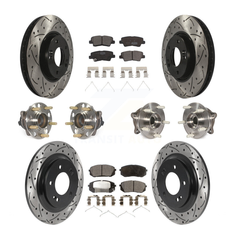 Hub Bearing Coated Disc Brake Rotor Pad Front Rear Kit (10Pc) For Hyundai Sonata