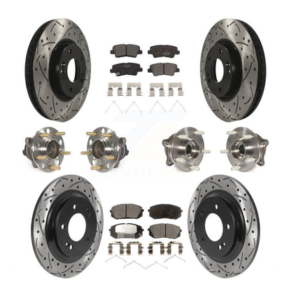 Hub Bearing Coated Disc Brake Rotor Pad Front Rear Kit (10Pc) For Hyundai Sonata