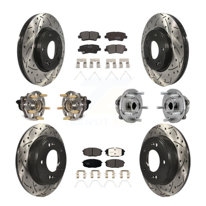 Hub Bearing Coated Disc Brake Rotors And Pads Front Rear Kit (10Pc) For Kia Soul