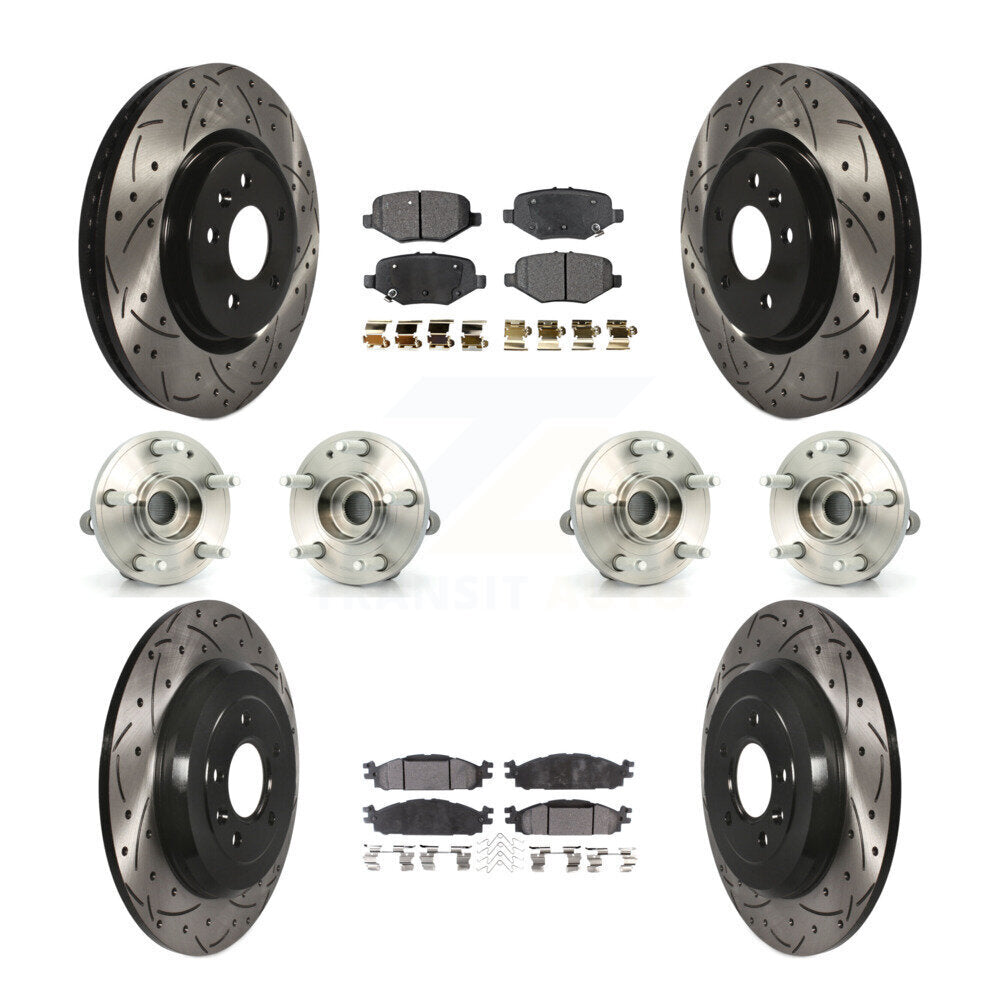 Hub Bearing Coated Disc Brake Rotor Pads Front Rear Kit (10Pc) For Ford Explorer