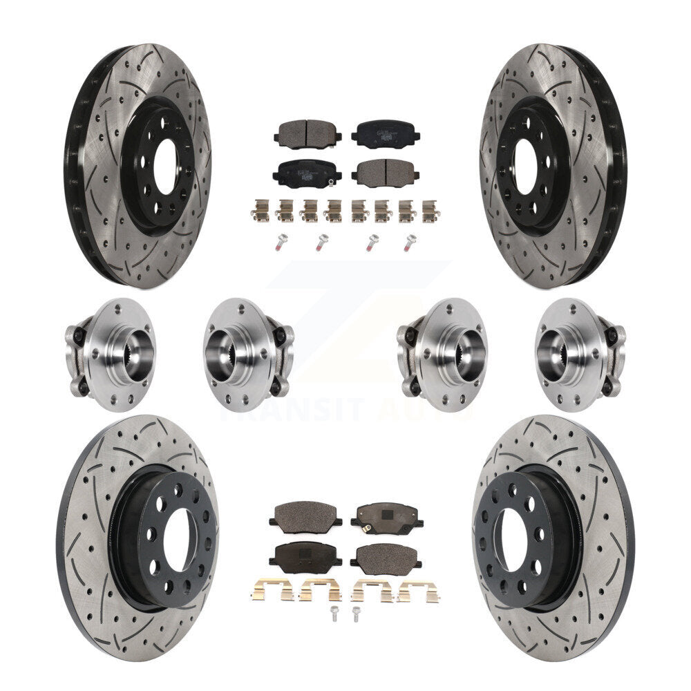 Hub Bearing Coated Brake Rotor Pads Front Rear Kit (10Pc) For Jeep Renegade Fiat