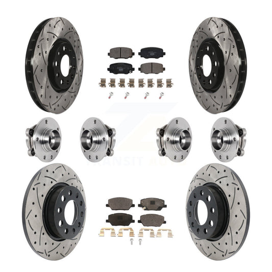Hub Bearing Coated Brake Rotor Pads Front Rear Kit (10Pc) For Jeep Renegade Fiat