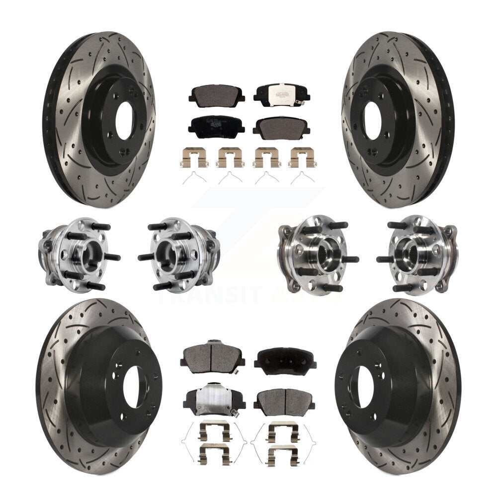 Hub Bearing Coat Brake Rotor Pad Front Rear Kit (10Pc) For 16-20 Kia Sorento FWD