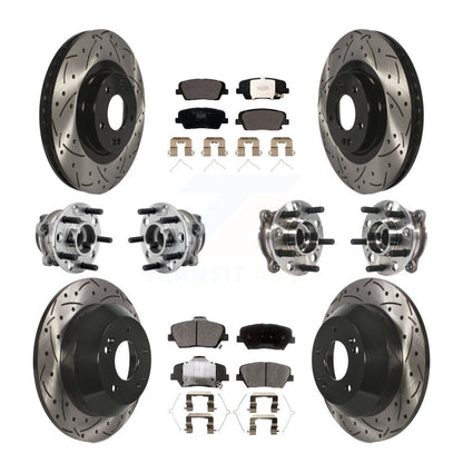 Hub Bearing Coat Brake Rotor Pad Front Rear Kit (10Pc) For 16-20 Kia Sorento FWD