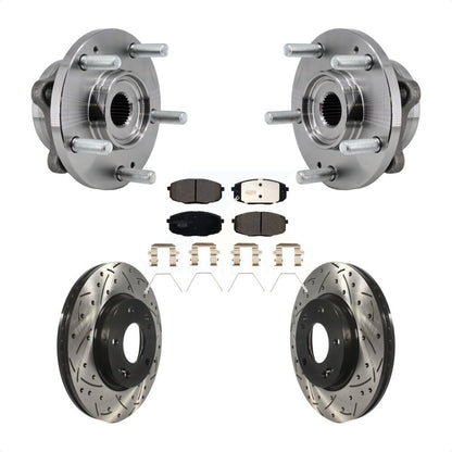 Hub Bearing Assembly Coated Drilled Slot Brake Rotor Pads Front Kit For Kia Soul