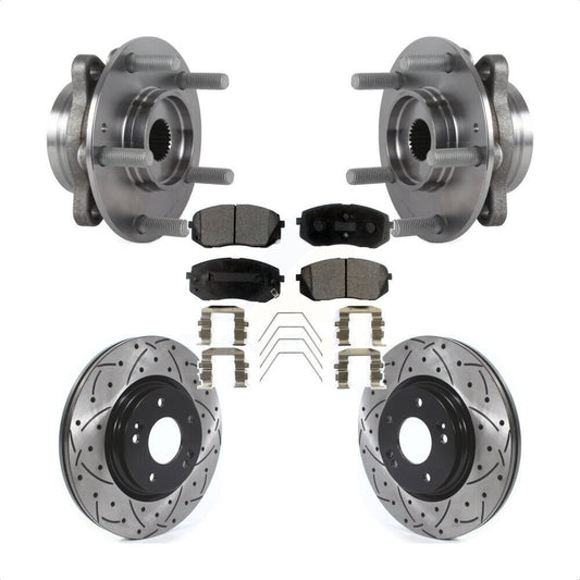 Hub Bearing Drilled Slot Brake Rotor Pad Front Kit For Kia Forte Hyundai Elantra