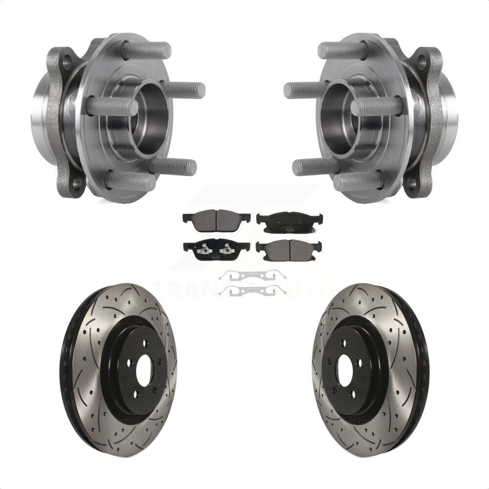 Hub Bearing Assembly Drilled Slot Brake Rotor Pad Front Kit For Lincoln Nautilus