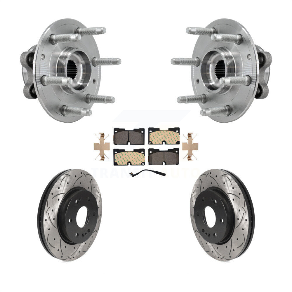 Hub Bearing Drill Slot Brake Rotor Pads Front Kit For Chevrolet GMC Silverado XL