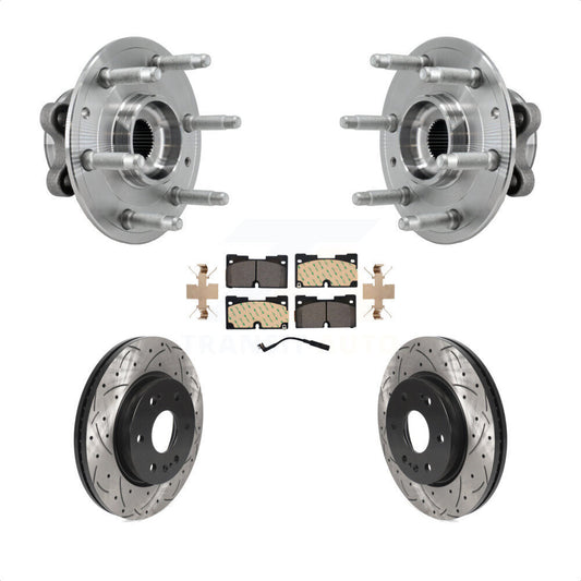 Hub Bearing Drill Slot Brake Rotor Pads Front Kit For Chevrolet GMC Silverado XL