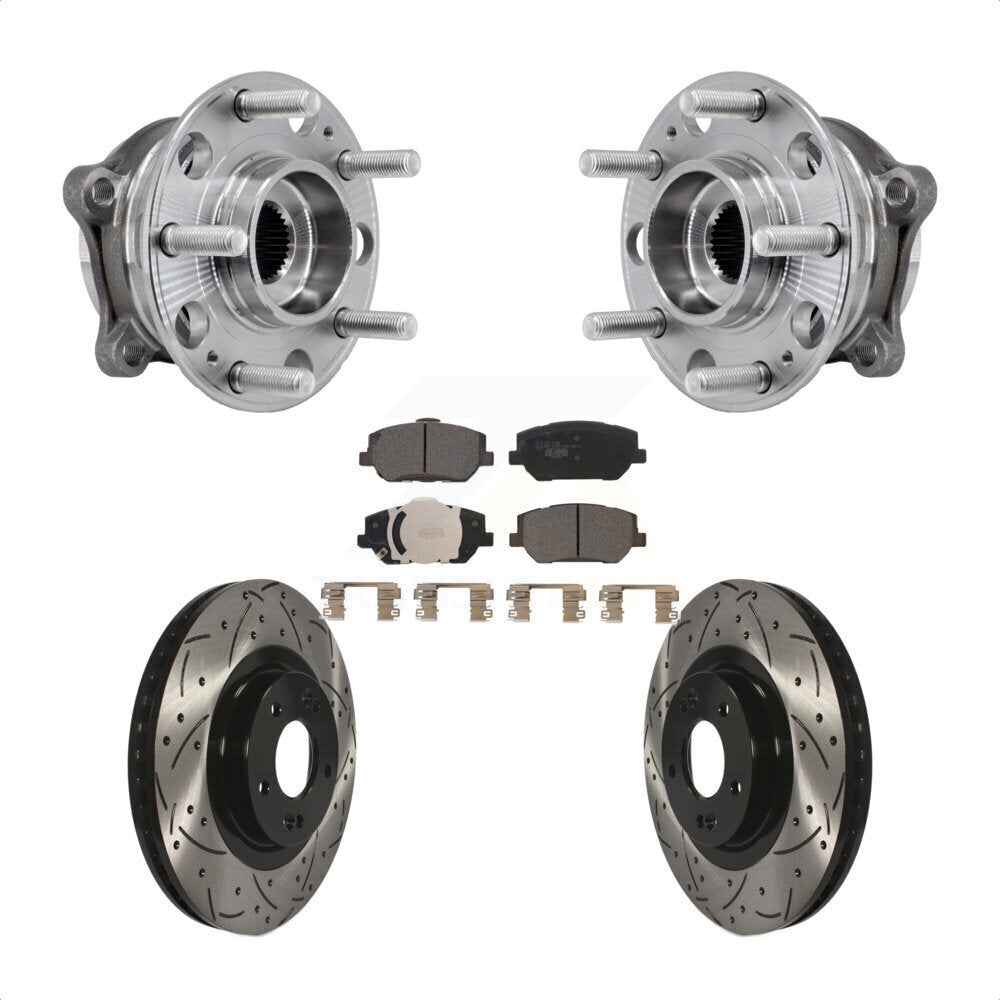 Hub Bearing Drill Slot Brake Rotor Pads Front Kit For 2019-2020 Hyundai Santa Fe