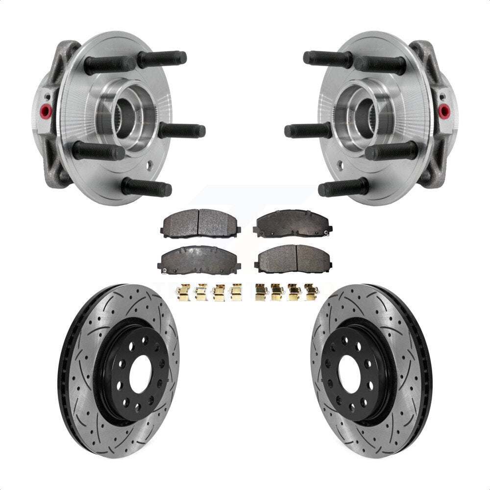 Hub Bearing Drilled Slot Brake Rotor & Pad Front Kit For Jeep Wrangler Gladiator