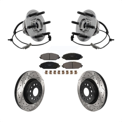 Hub Bearing Assembly Coated Drilled Slot Brake Rotor Pads Front Kit For Ram 1500