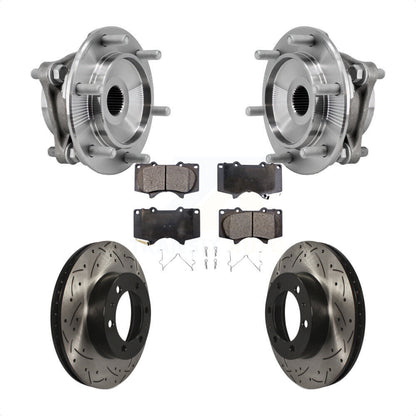 Hub Bearing Drilled Slot Brake Rotor Pads Front Kit For Toyota Tacoma 4Runner FJ