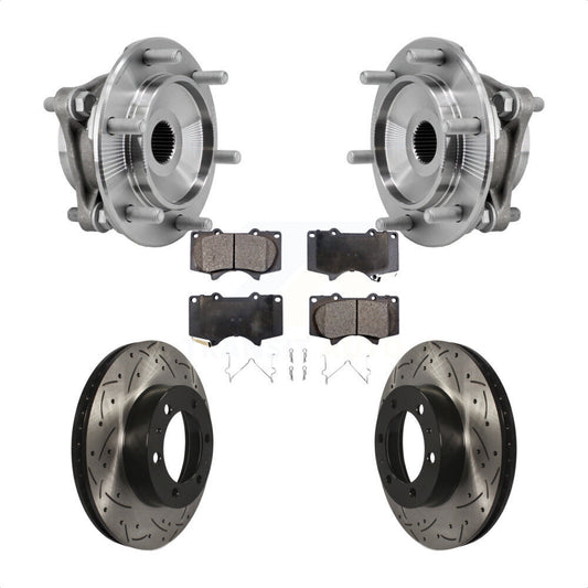 Hub Bearing Drilled Slot Brake Rotor Pads Front Kit For Toyota Tacoma 4Runner FJ
