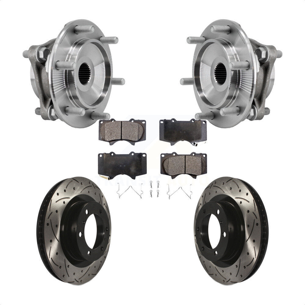 Hub Bearing Drill Slot Brake Rotor Pads Front Kit For Toyota 4Runner Lexus GX460