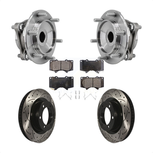 Hub Bearing Drill Slot Brake Rotor Pads Front Kit For Toyota 4Runner Lexus GX460