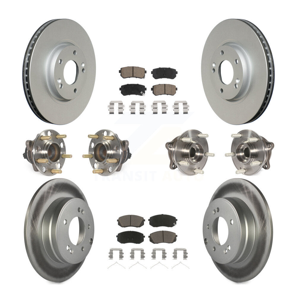 Hub Bearing Coated Disc Brake Rotor Pad Front Rear Kit (10Pc) For Hyundai Sonata