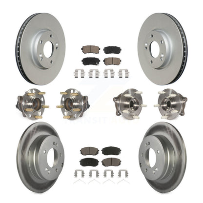Hub Bearing Coated Disc Brake Rotor Pad Front Rear Kit (10Pc) For Hyundai Sonata