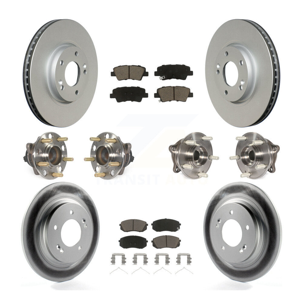 Hub Bearing Coated Disc Brake Rotor Pad Front Rear Kit (10Pc) For Hyundai Sonata