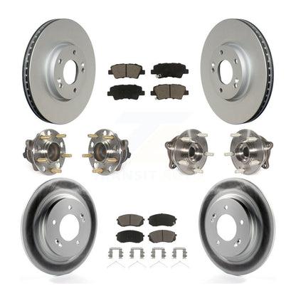 Hub Bearing Coated Disc Brake Rotor Pad Front Rear Kit (10Pc) For Hyundai Sonata