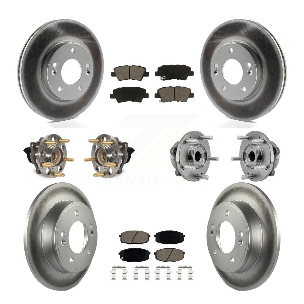 Hub Bearing Coated Disc Brake Rotors And Pads Front Rear Kit (10Pc) For Kia Soul