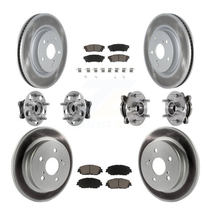 Hub Bearing Coated Brake Rotor Pads Front Rear Kit (10Pc) For Toyota Camry Lexus