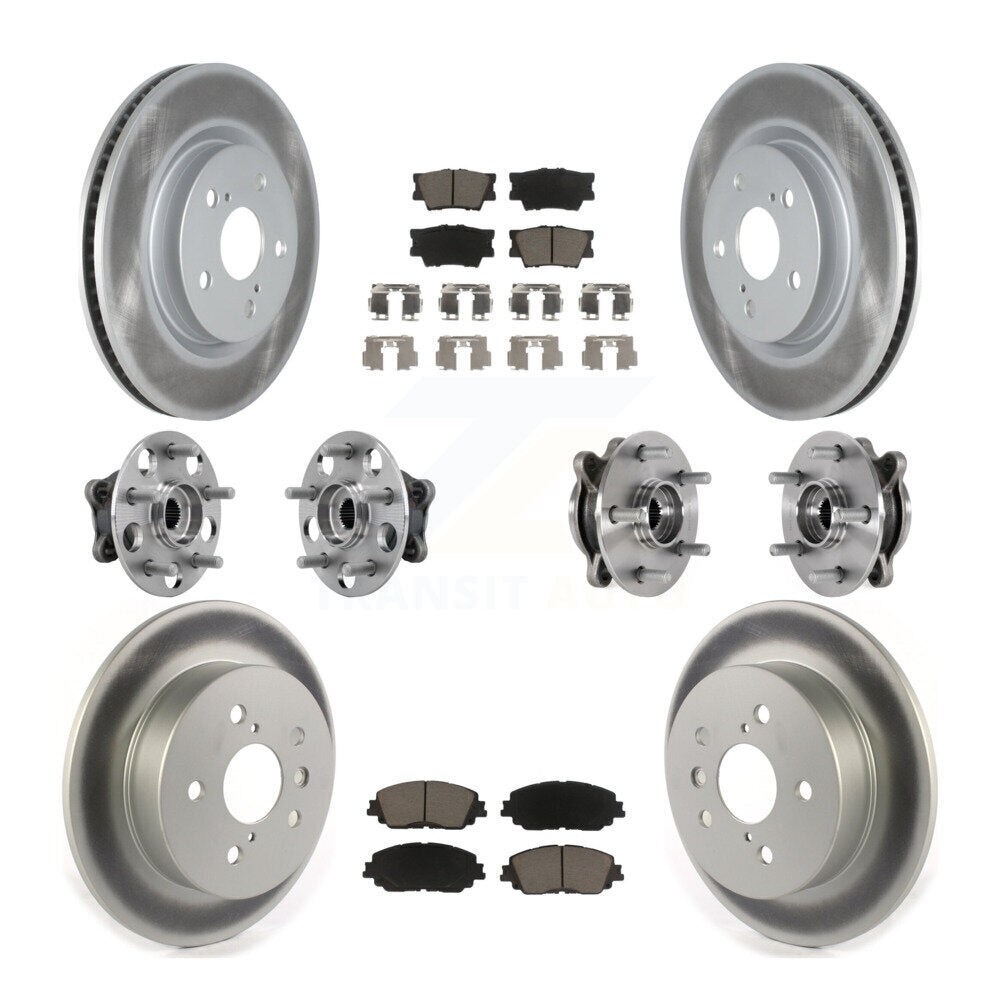 Hub Bearing Coated Disc Brake Rotor & Pad Front Rear Kit (10Pc) For Toyota Camry