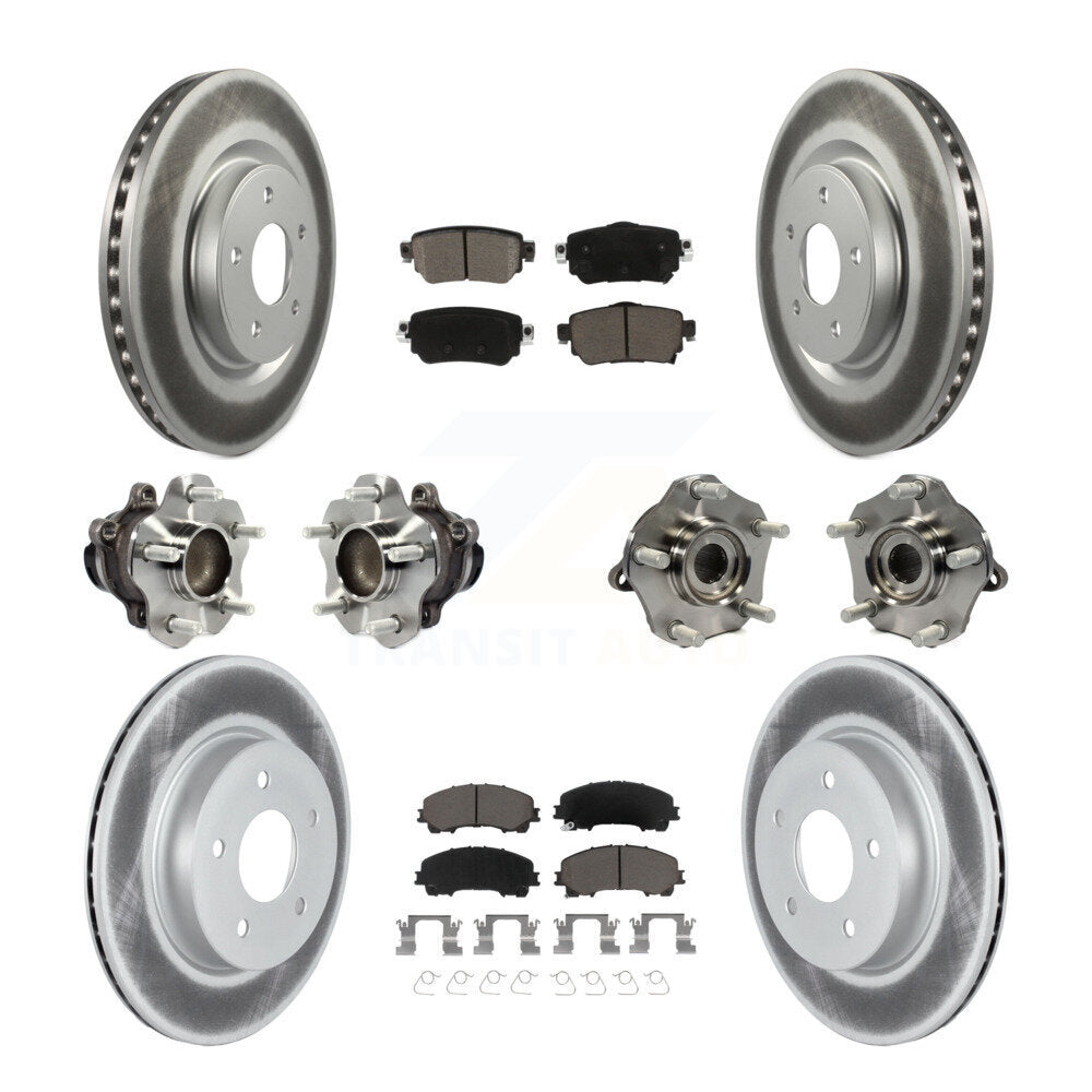 Hub Bearing Coated Disc Brake Rotor & Pad Front Rear Kit (10Pc) For Nissan Rogue