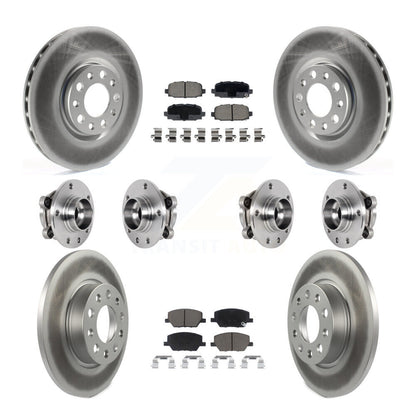 Hub Bearing Coated Brake Rotor & Pads Front Rear Kit (10Pc) For Jeep Compass AWD