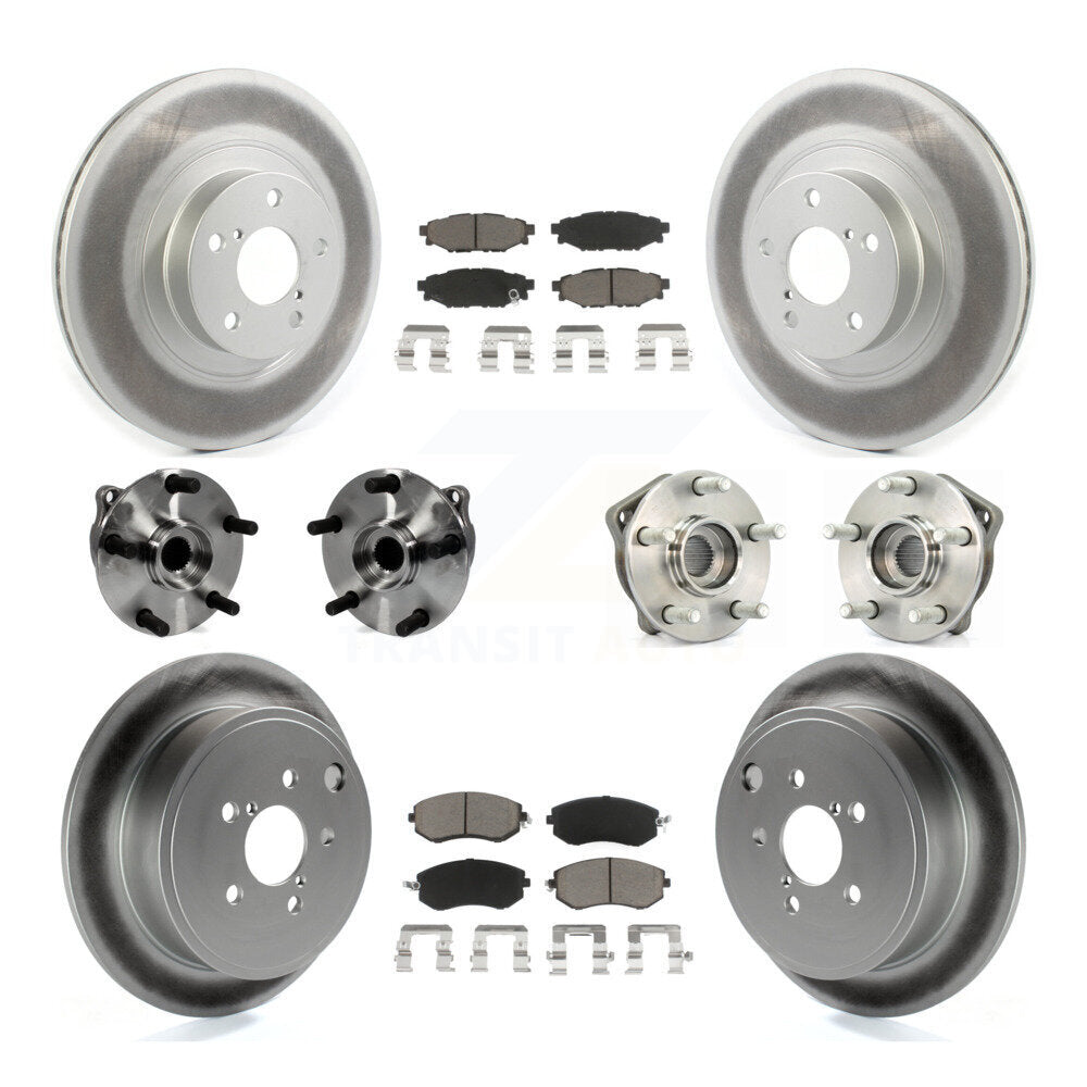 Hub Bearing Coated Disc Brake Rotor Pad Front Rear Kit (10Pc) For Subaru Impreza