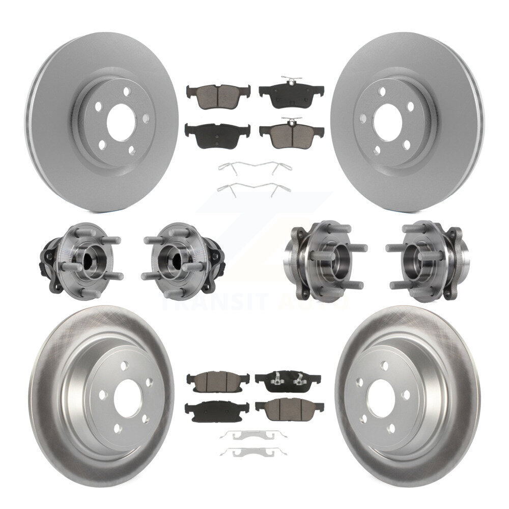 Hub Bearing Coated Brake Rotor Pad Front Rear Kit (10Pc) For 15-18 Ford Edge FWD