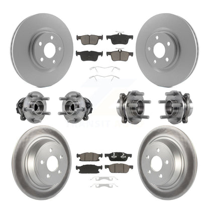 Hub Bearing Coated Brake Rotor Pad Front Rear Kit (10Pc) For 15-18 Ford Edge FWD