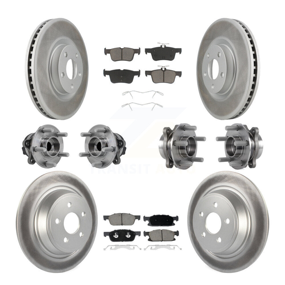 Hub Bearing Coated Brake Rotor Pad Front Rear Kit (10Pc) For Lincoln Continental